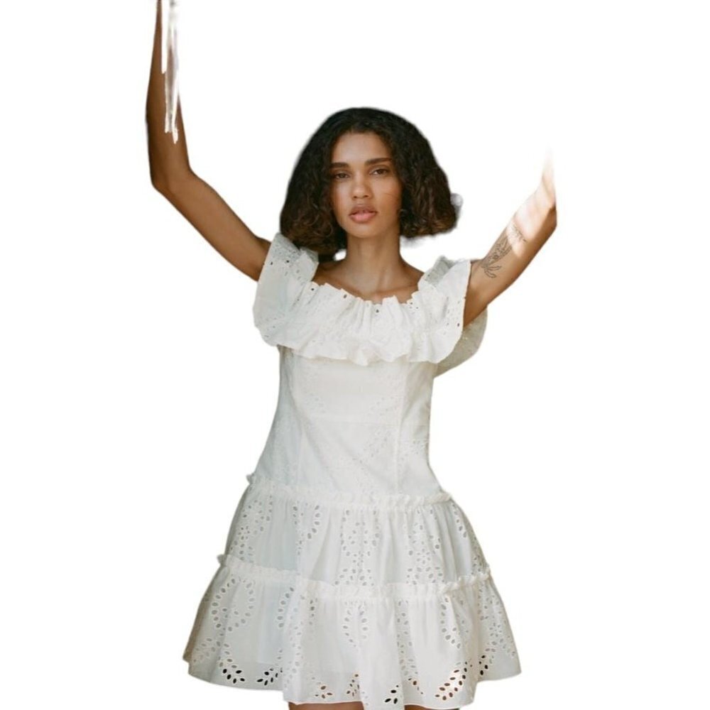 ZARA SHORT DRESS WITH OPEN SHOULDER WHITE SIZR L | 2794/994